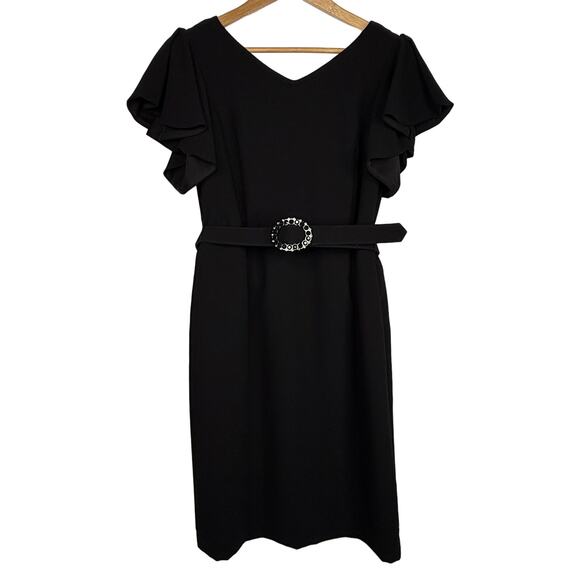 Tahari ASL Black Formal Belted Dress Size 6 - Picture 1 of 10